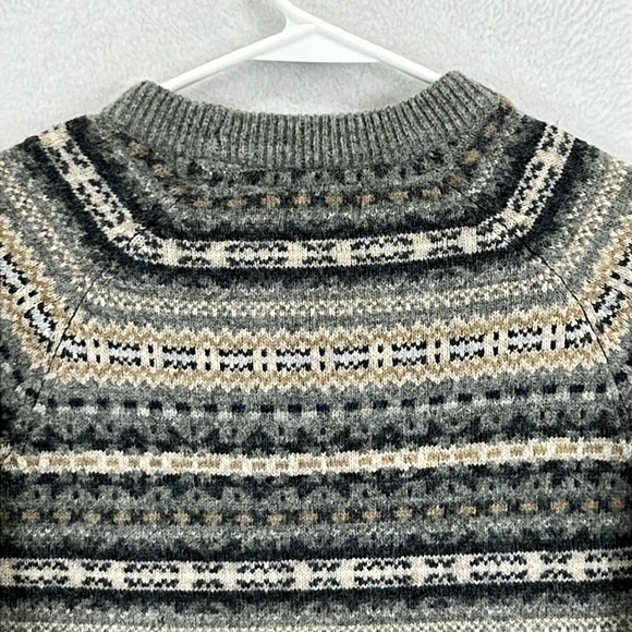 H & M Women’s Pullover Crewneck Sweater Size M Gray/Black/Cream/Tan Wool Blend - Picture 8 of 11